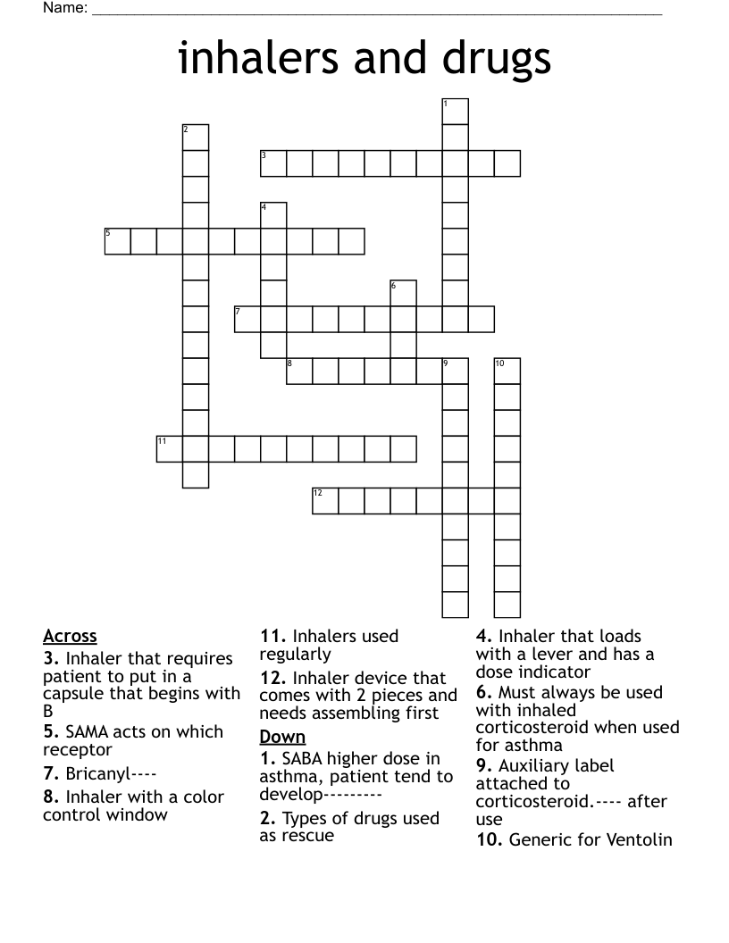 inhalers and drugs Crossword