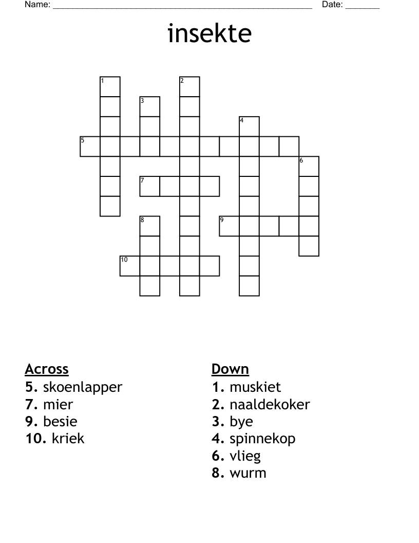 insekte Crossword