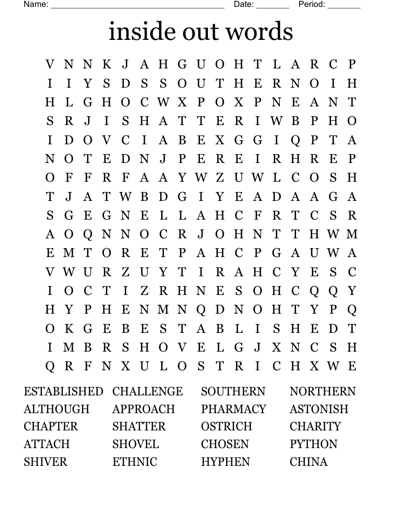inside out words Word Search