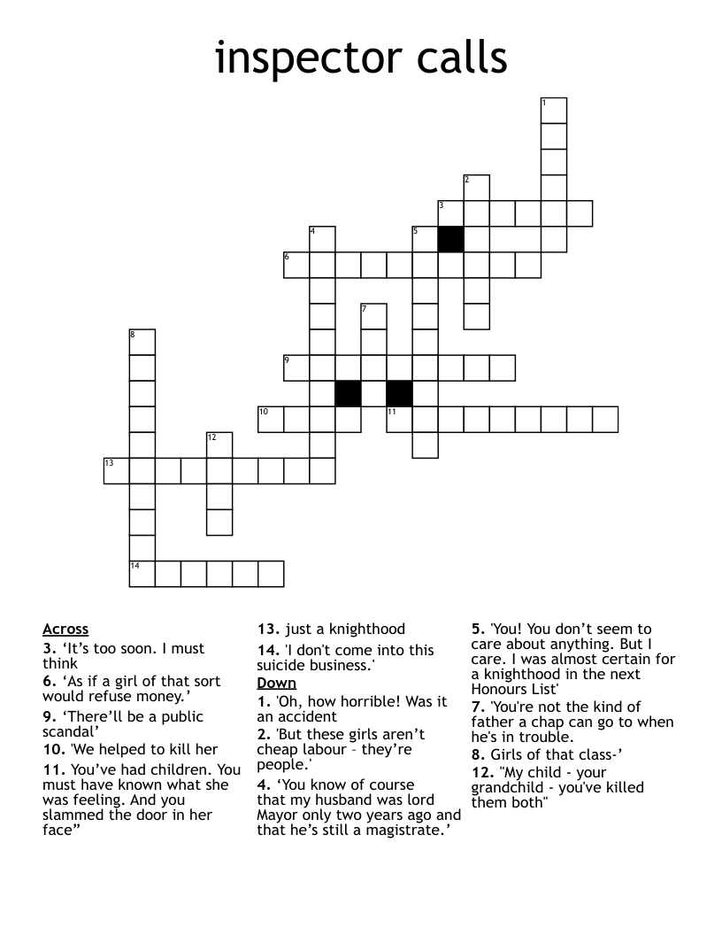 inspector calls  Crossword