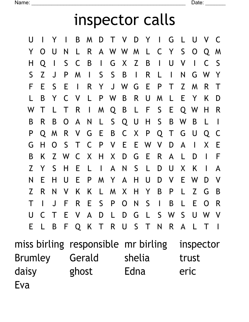 inspector calls  Word Search