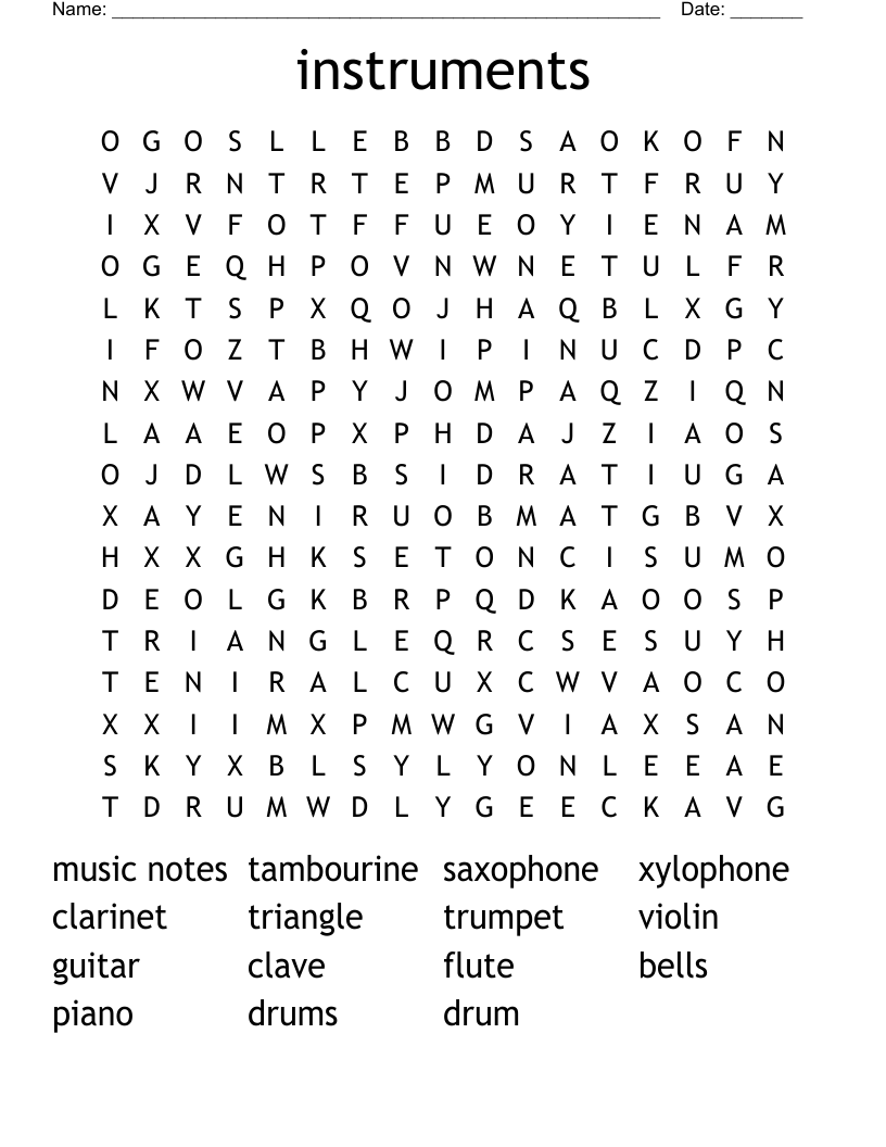 instruments Word Search