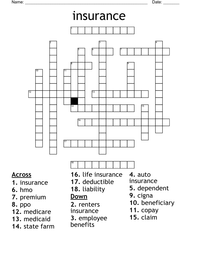 insurance  Crossword