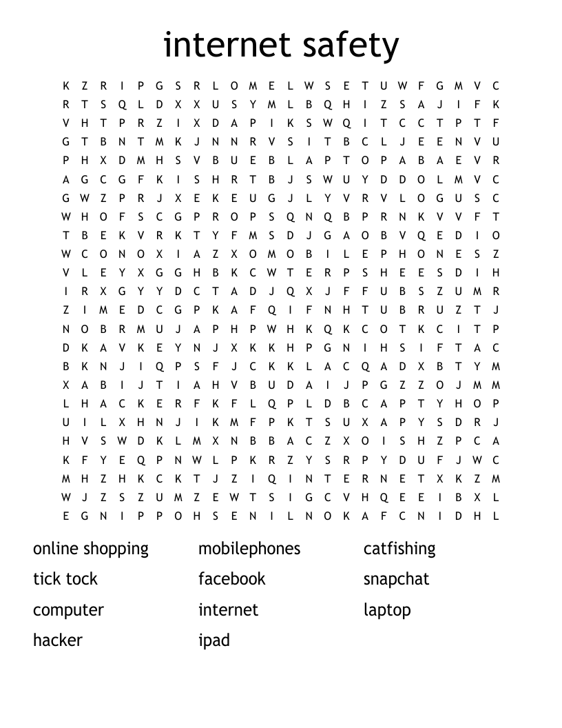 internet safety Word Search