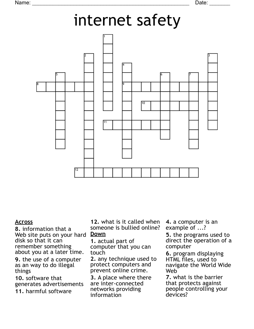 internet safety Crossword
