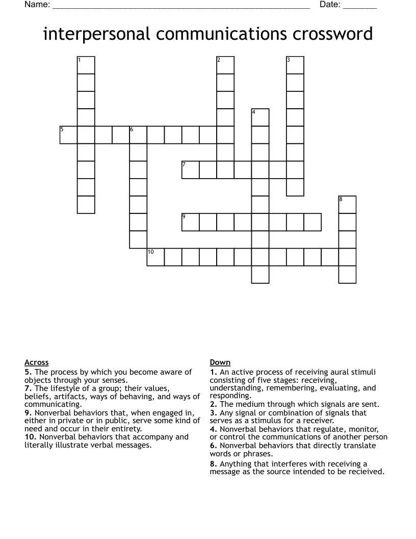 interpersonal communications crossword