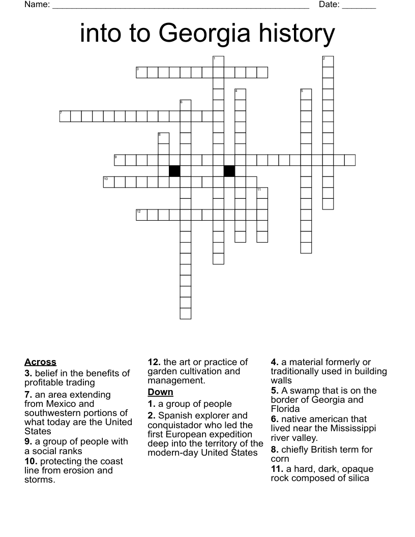 into to Georgia history  Crossword