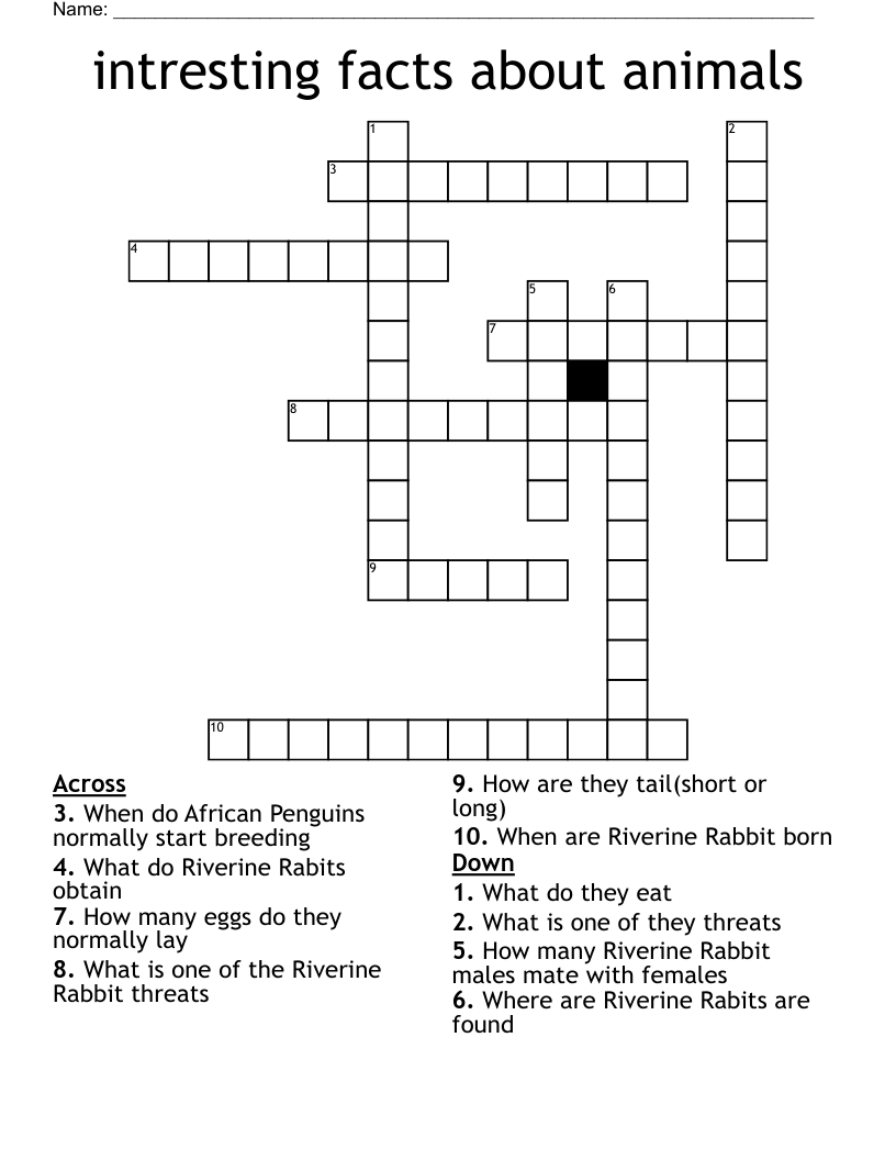 intresting facts about animals Crossword