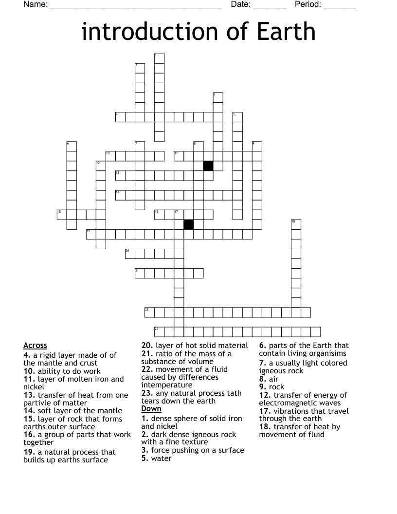 introduction of Earth Crossword