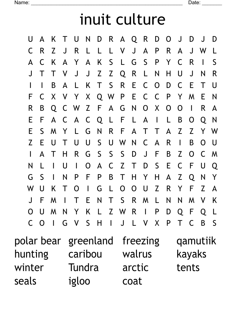 inuit culture  Word Search