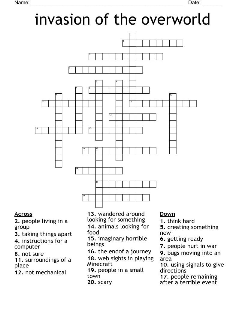 invasion of the overworld Crossword