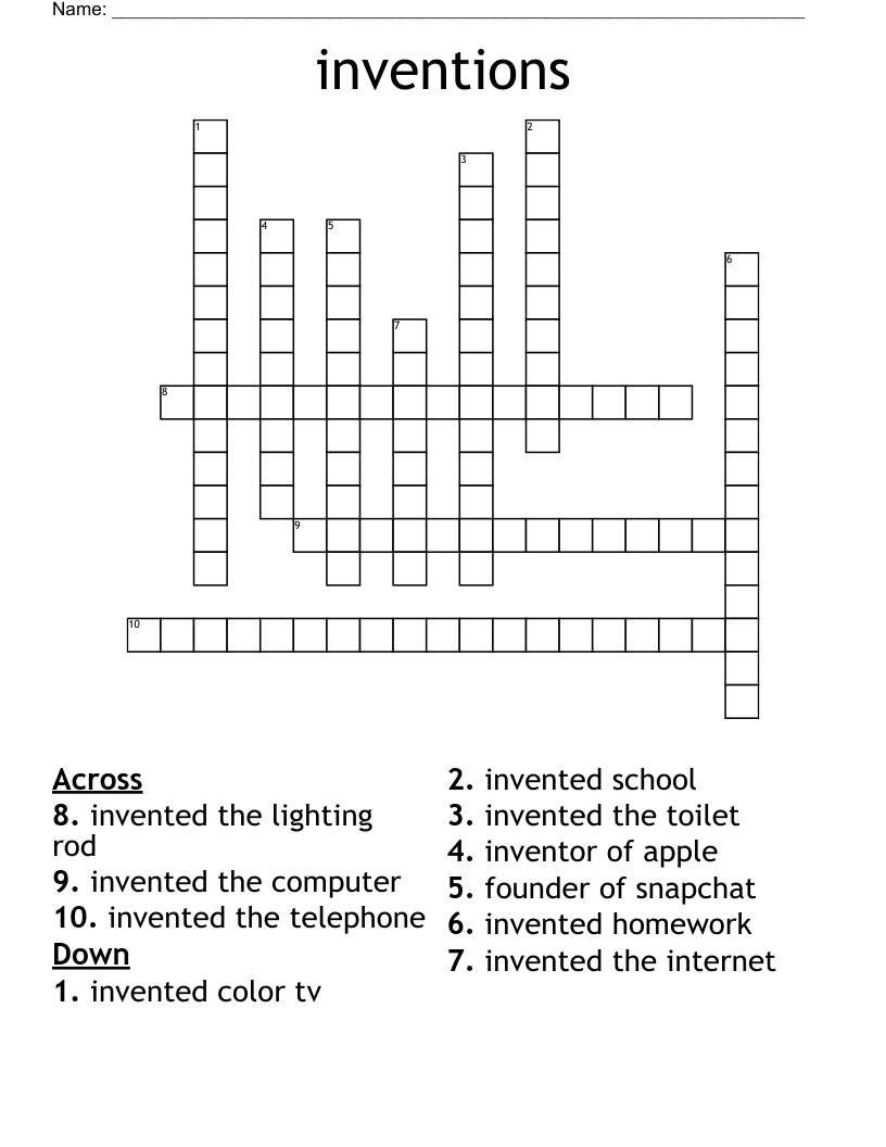 inventions Crossword