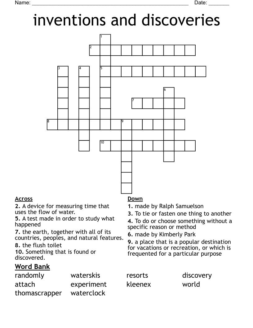 inventions and discoveries Crossword