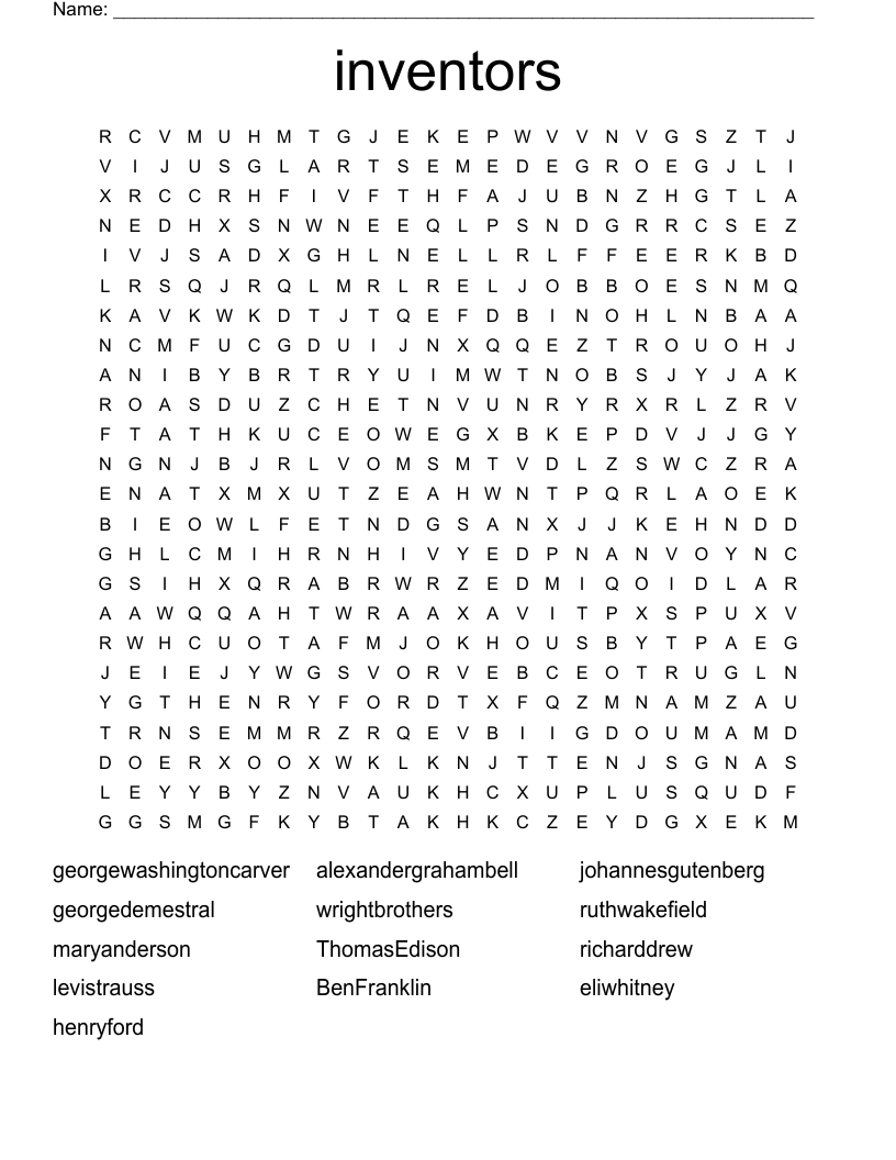 inventors Word Search