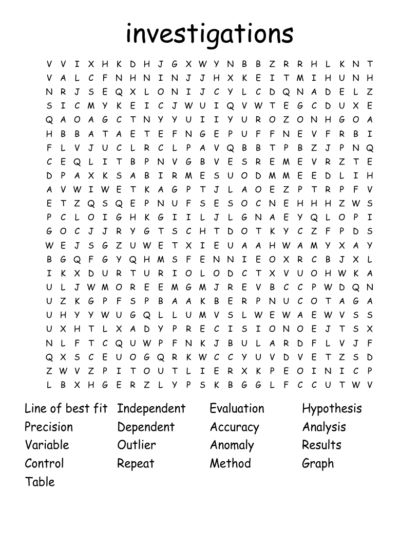 investigations  Word Search
