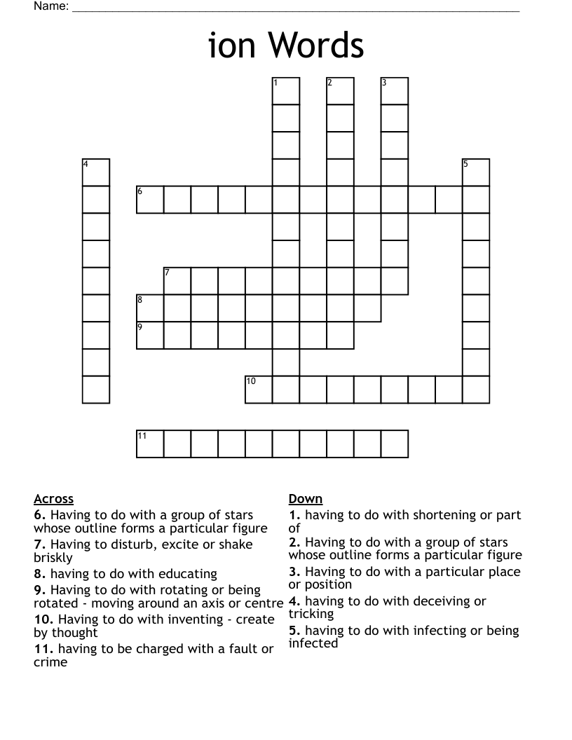ion Words Crossword
