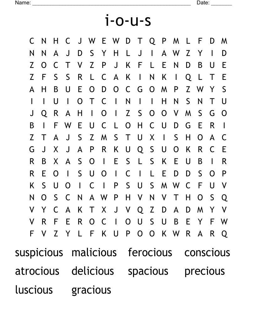 i-o-u-s Word Search