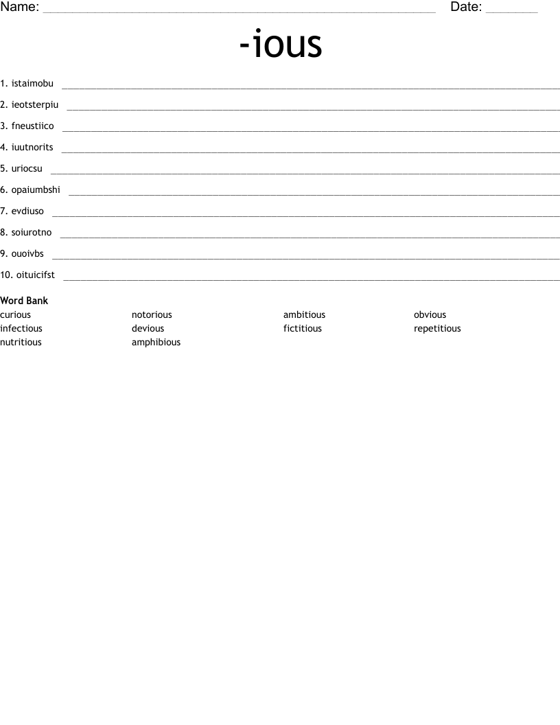 -ious Word Scramble