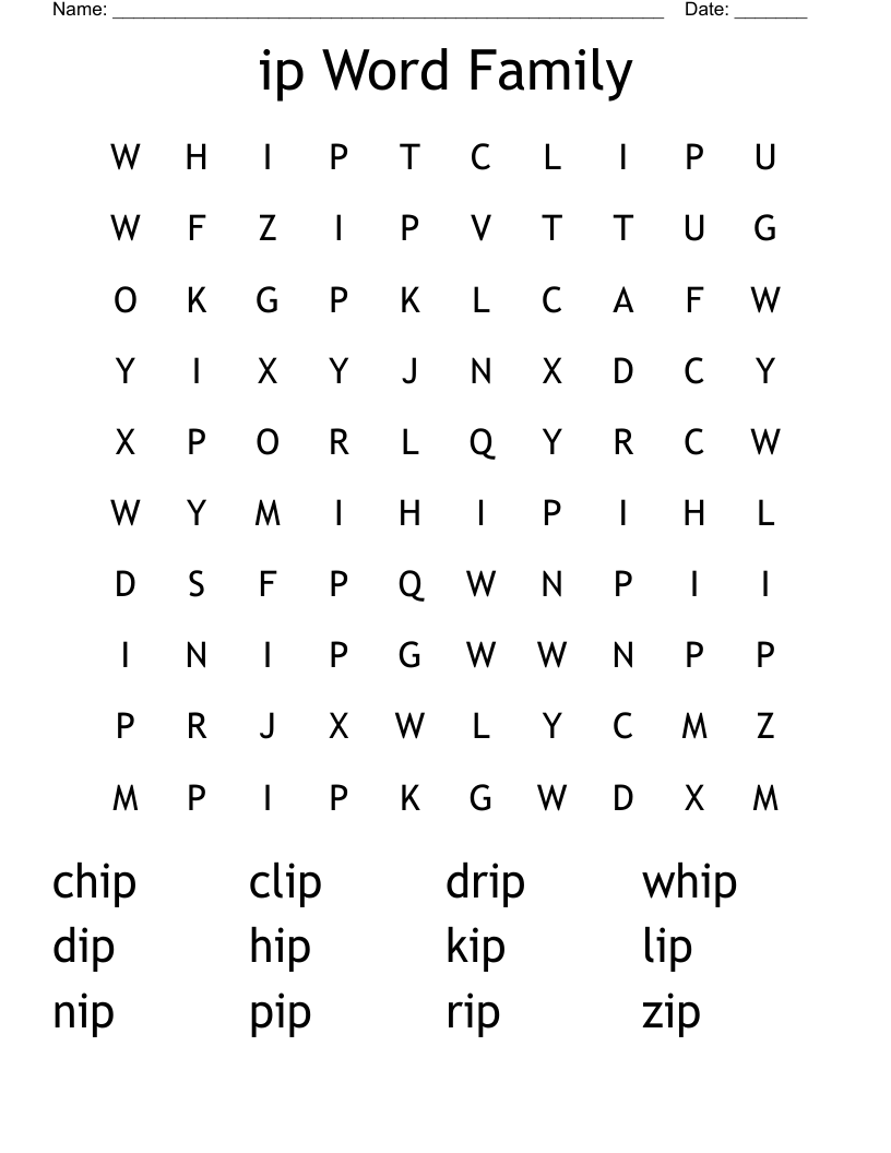 ip Word Family Word Search