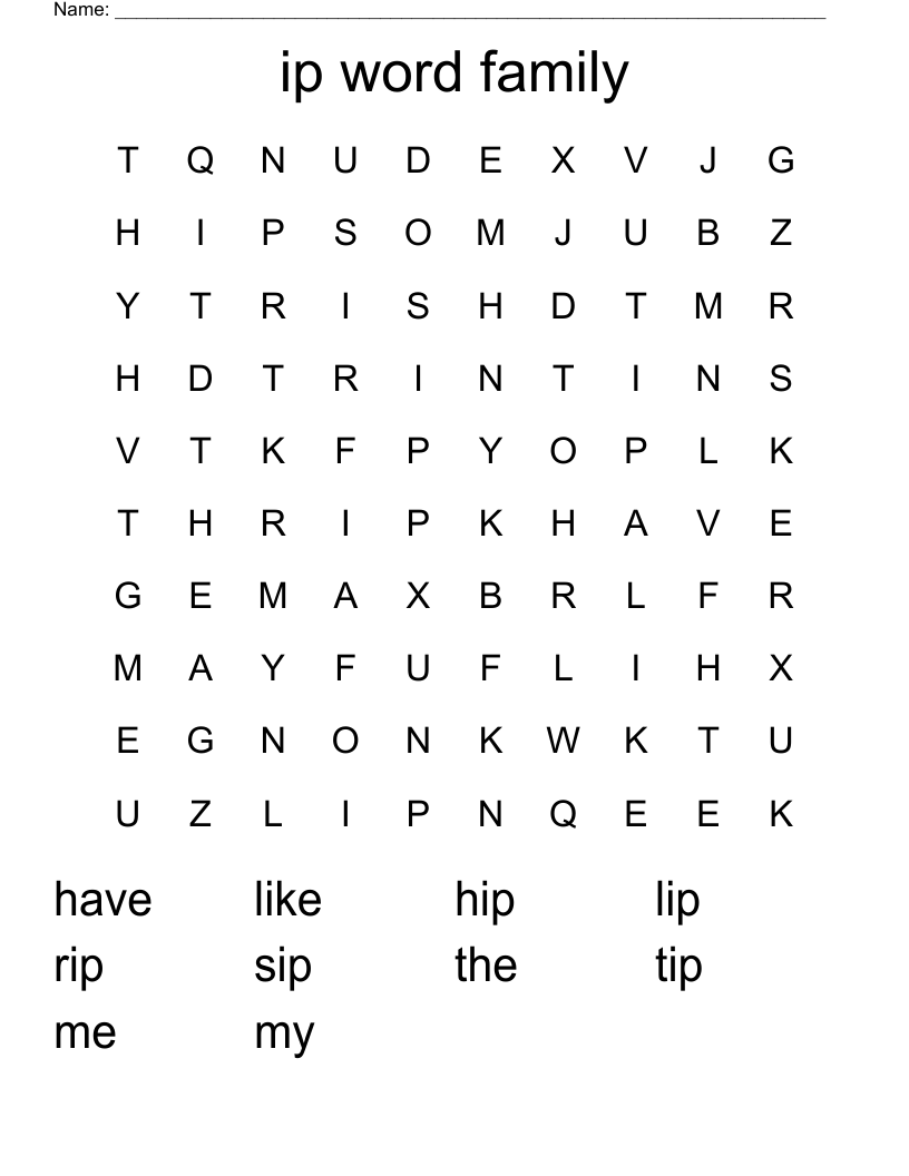 ip word family Word Search