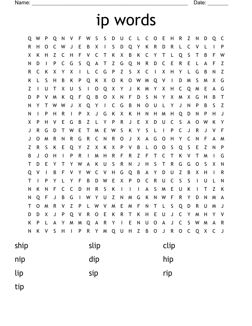 ip words Word Search