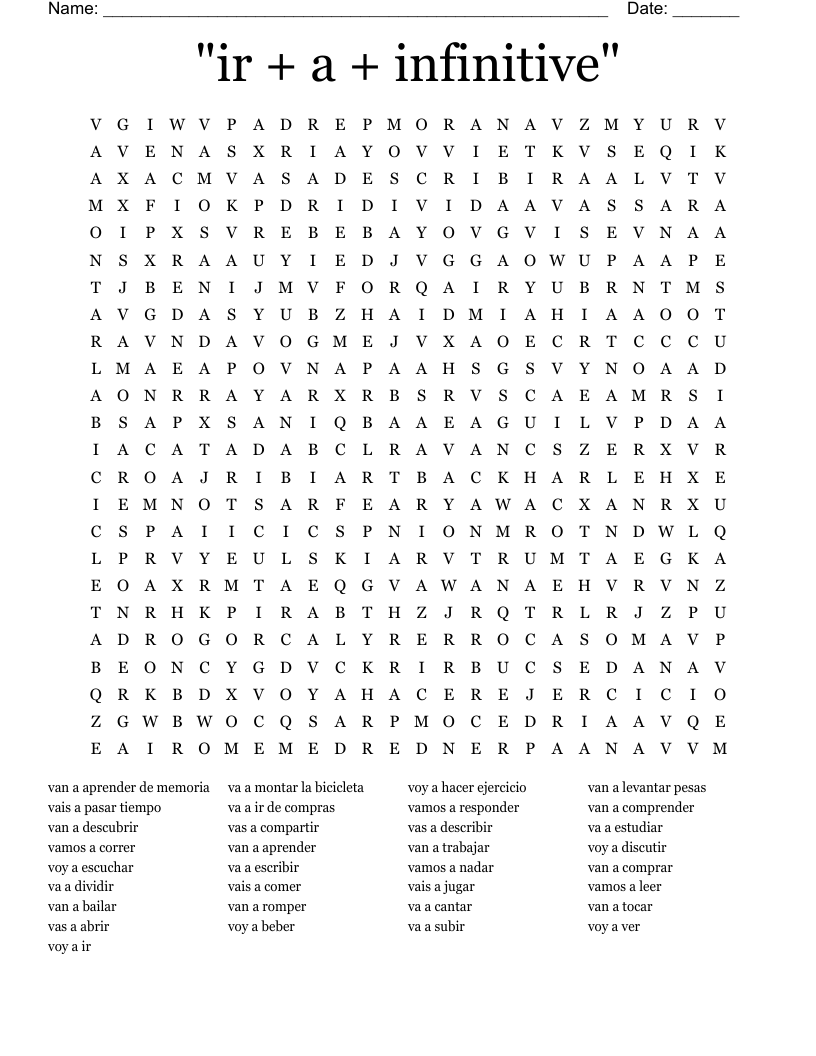 "ir + a + infinitive"  Word Search