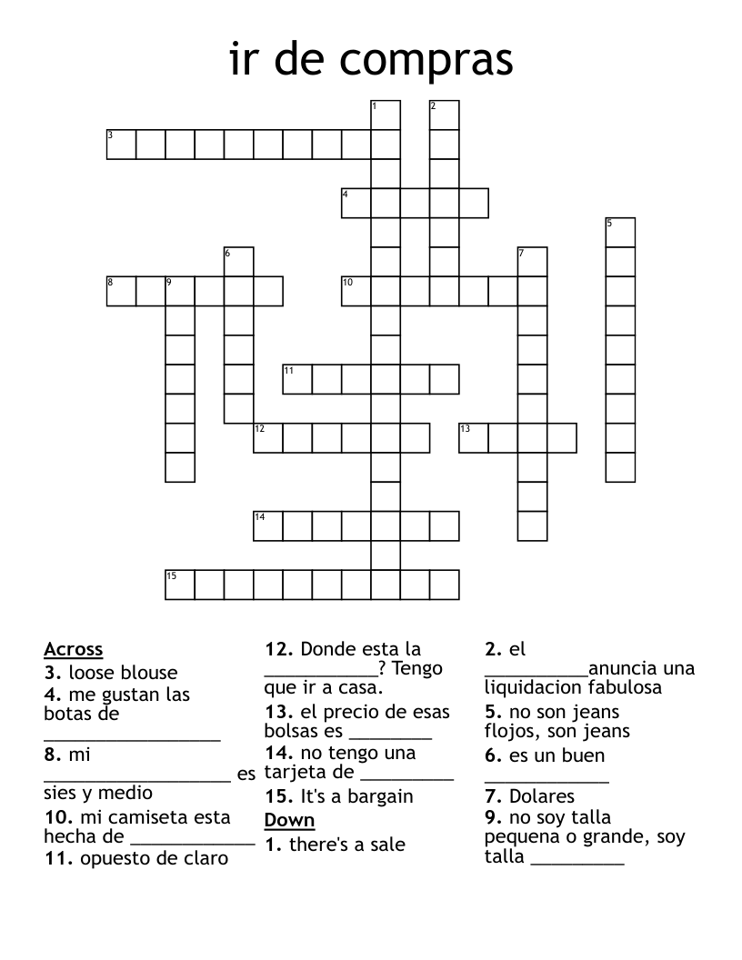 ir de compras Crossword