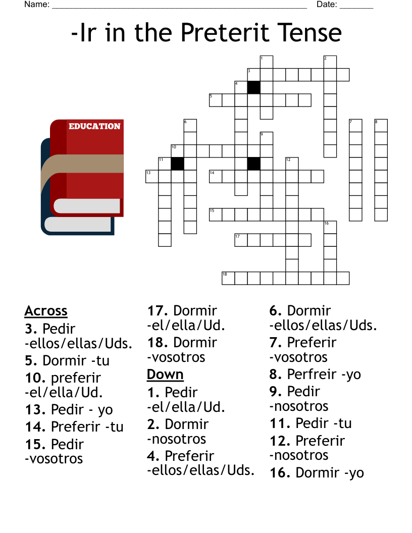 -Ir in the Preterit Tense  Crossword
