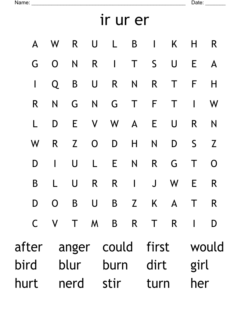ir ur er Word Search