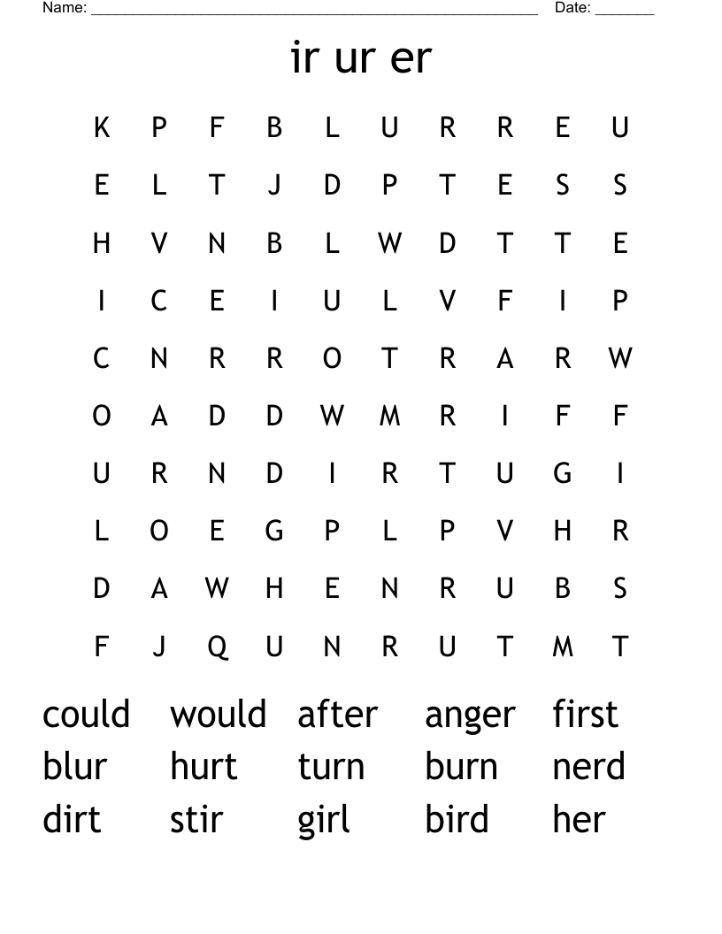 ir ur er Word Search