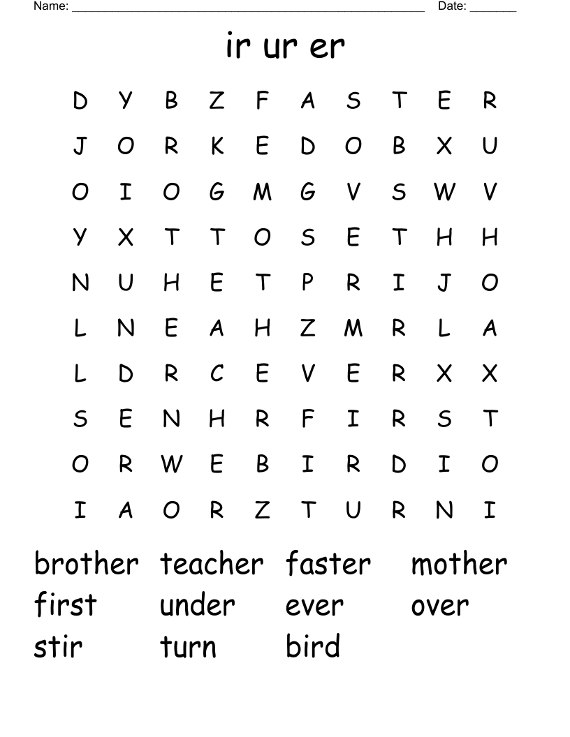 ir ur er Word Search