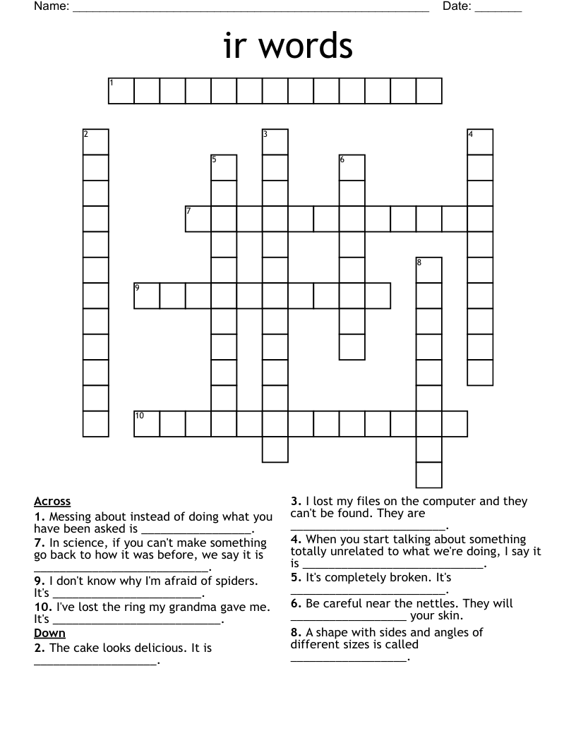 ir words Crossword