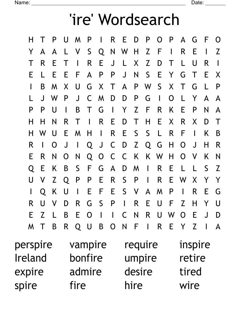 'ire' Wordsearch