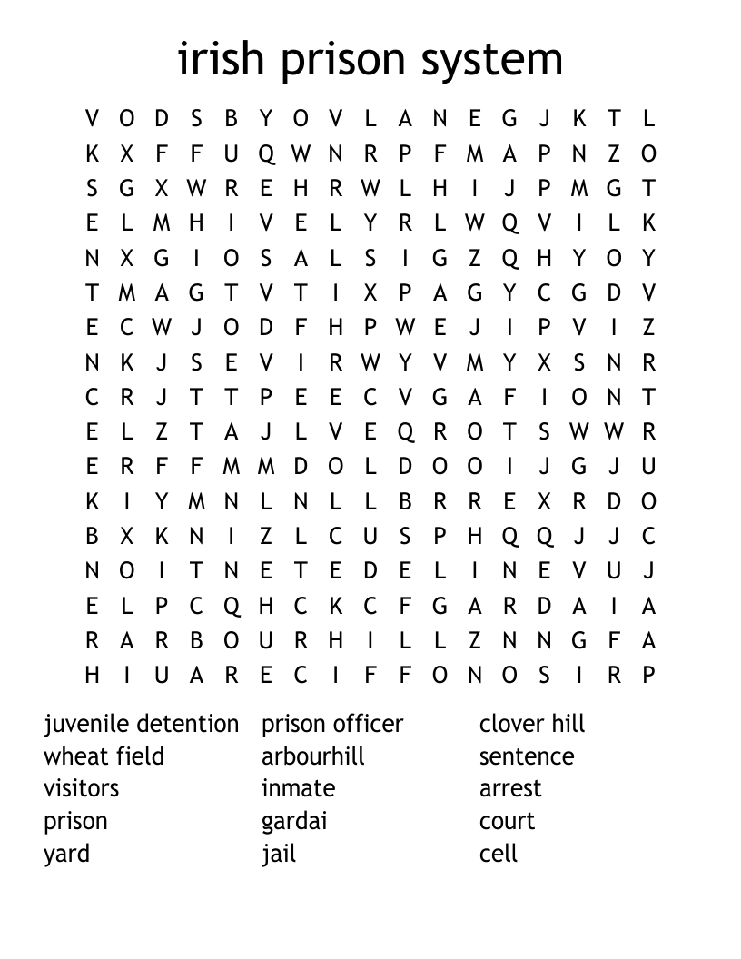 irish prison system Word Search