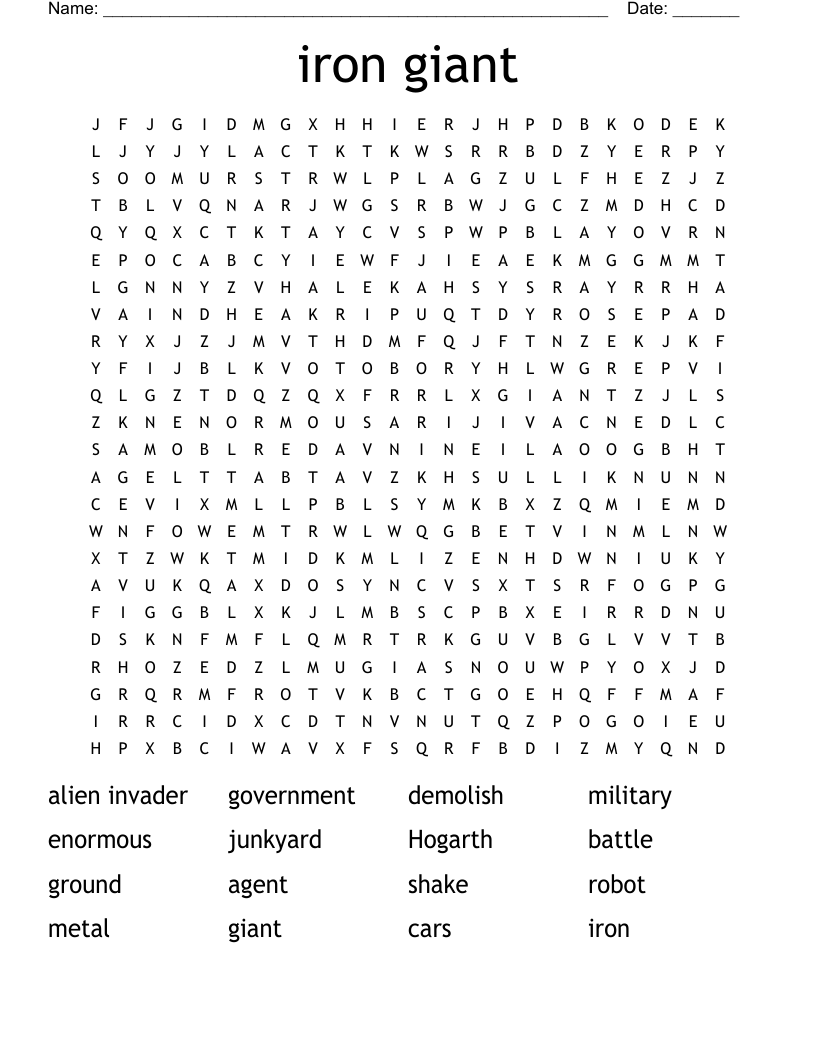 iron giant Word Search
