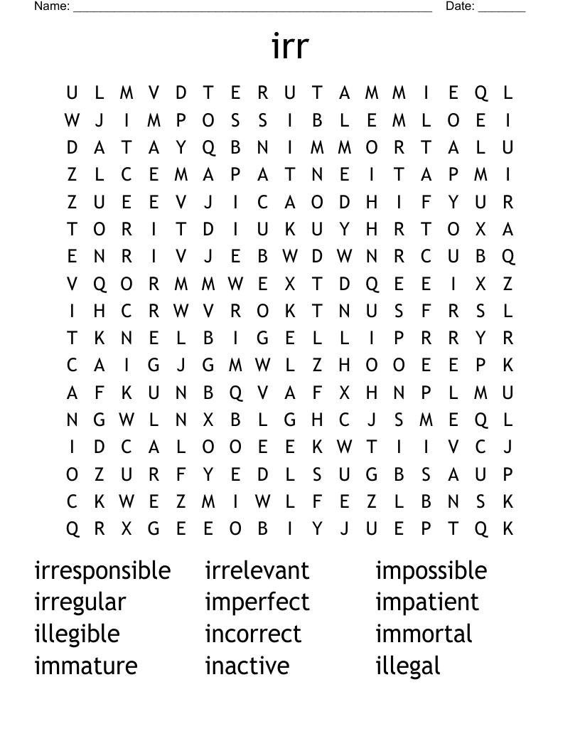 irr Word Search