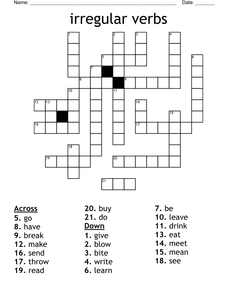 irregular verbs Crossword