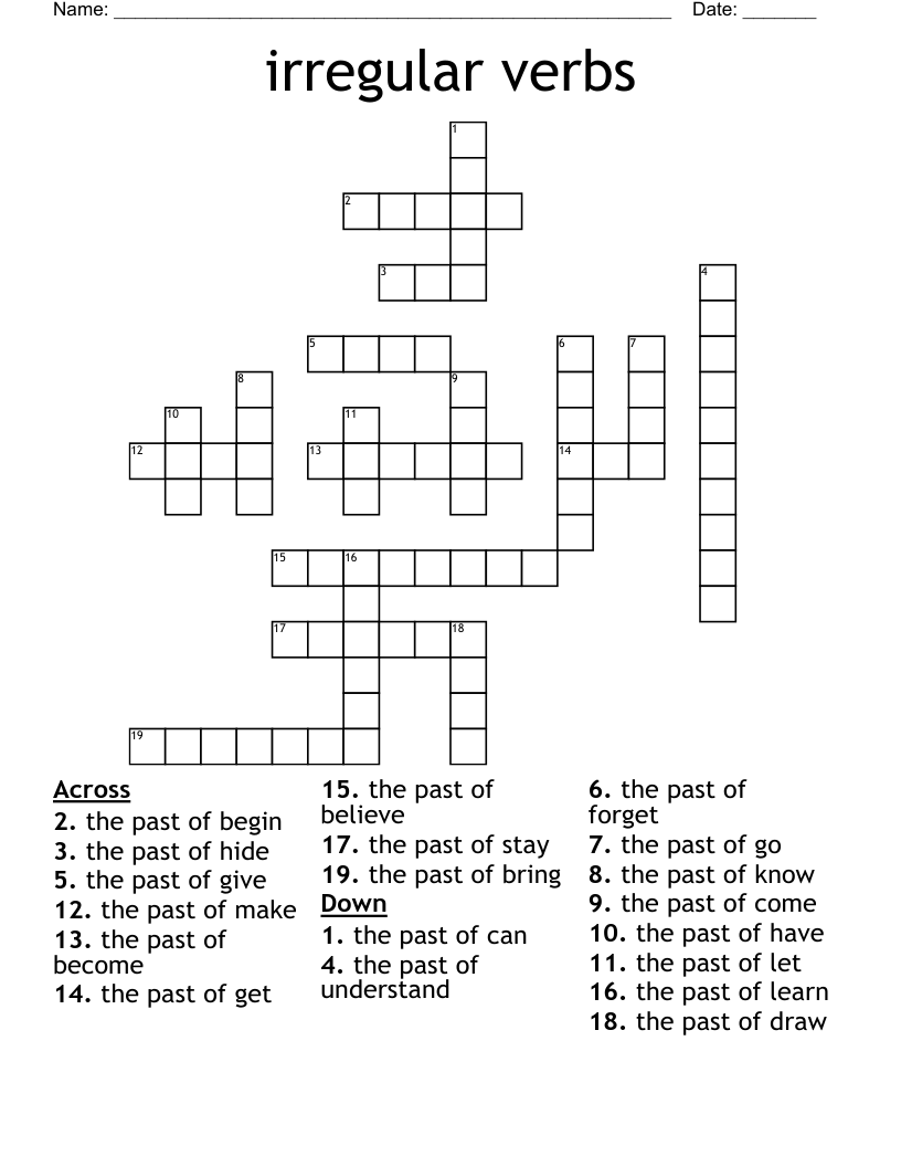 irregular verbs Crossword