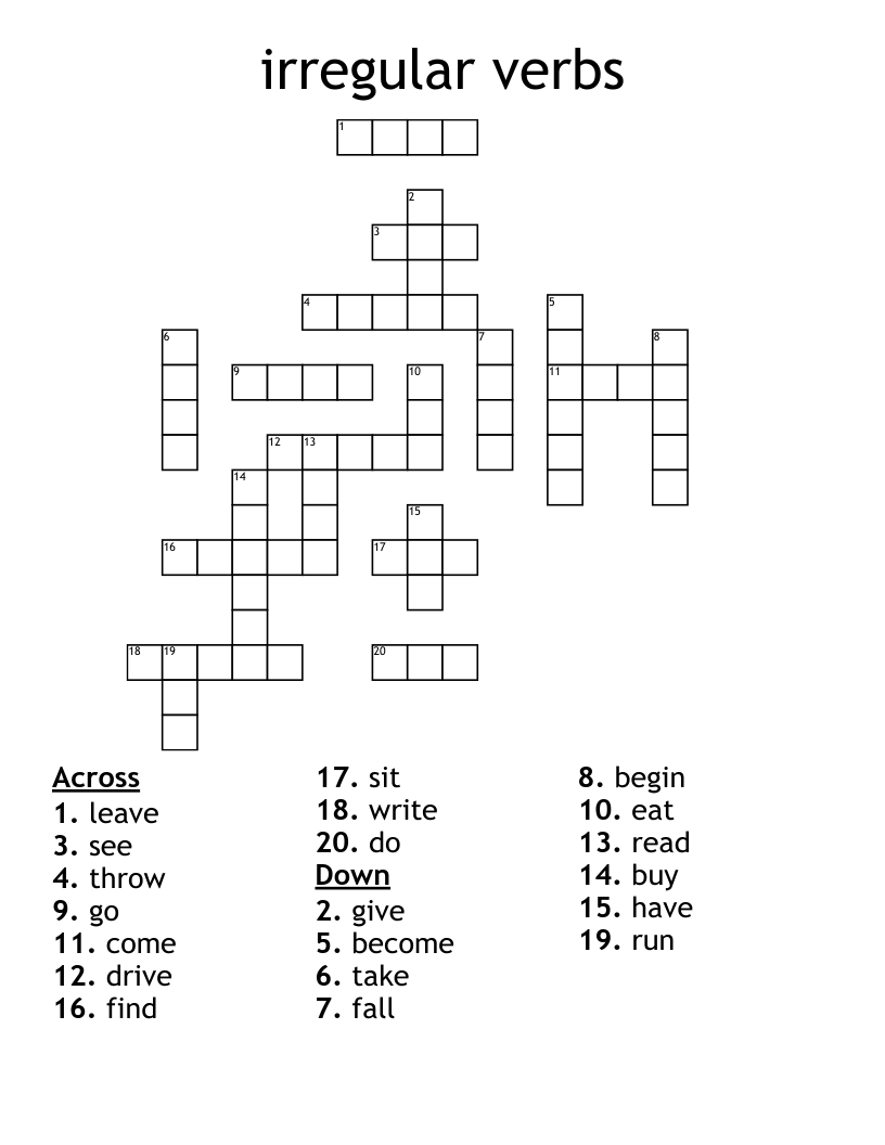 irregular verbs Crossword
