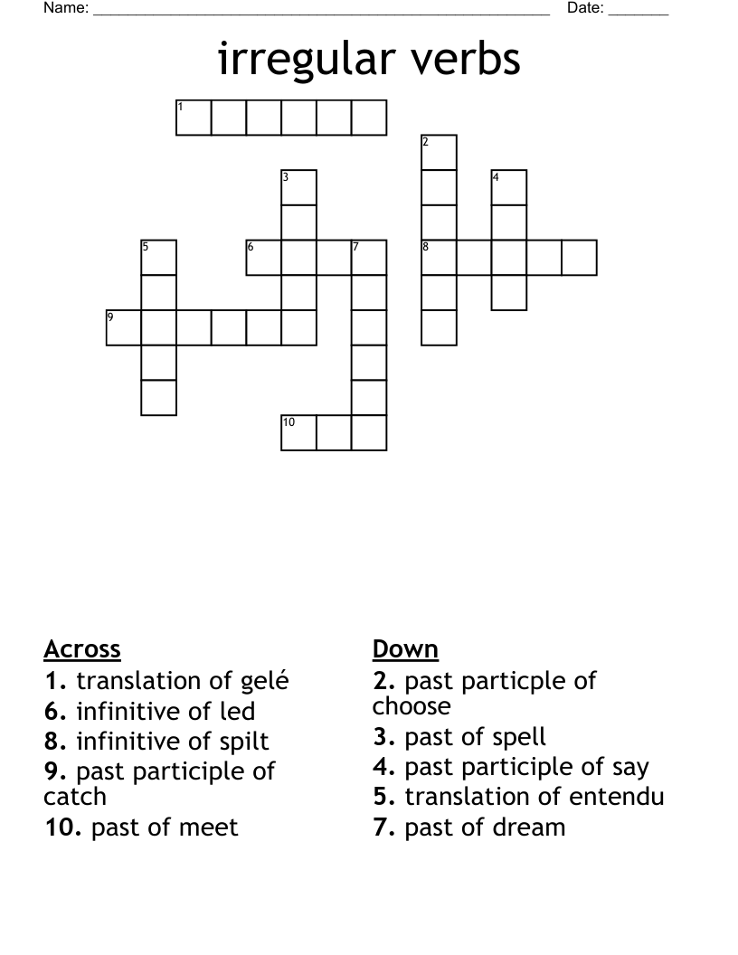 irregular verbs Crossword