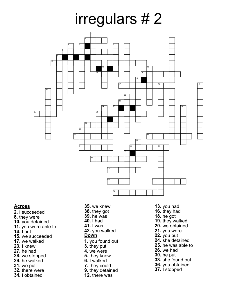irregulars # 2 Crossword