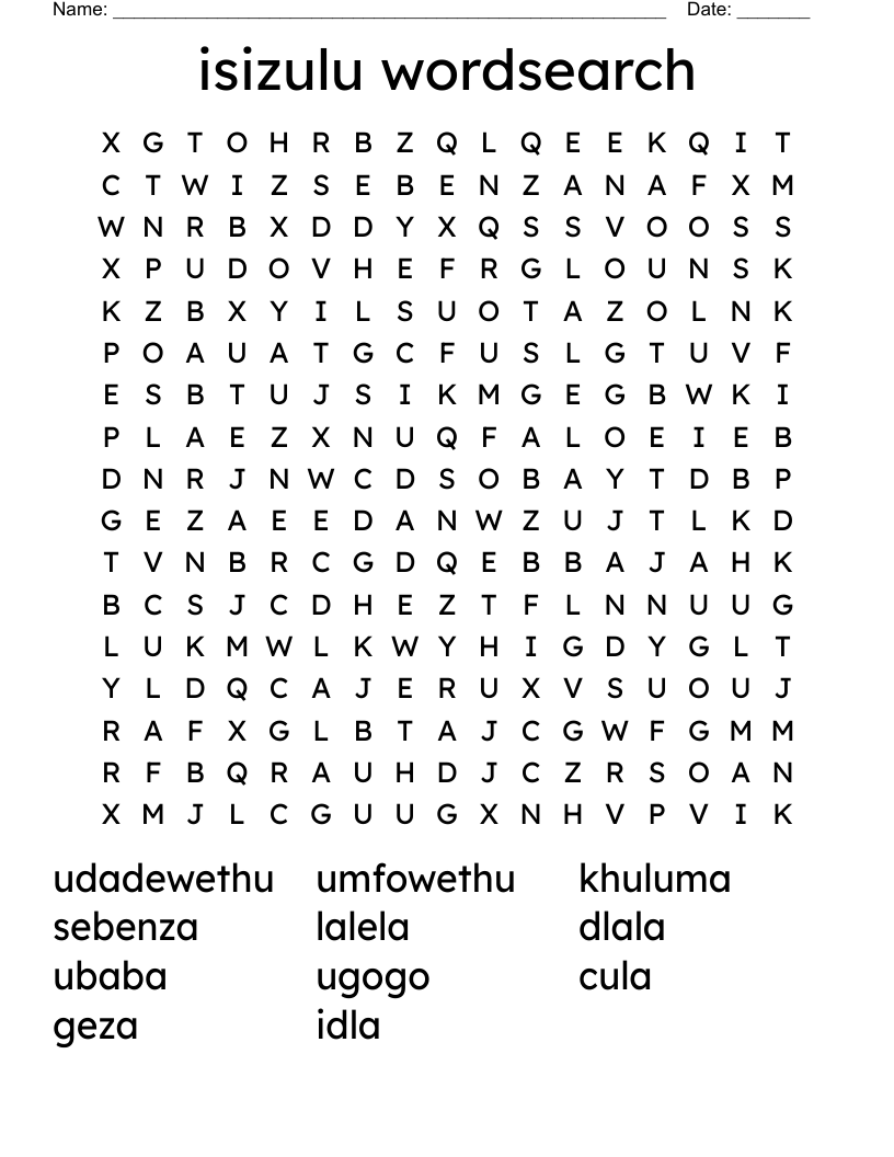 isizulu wordsearch