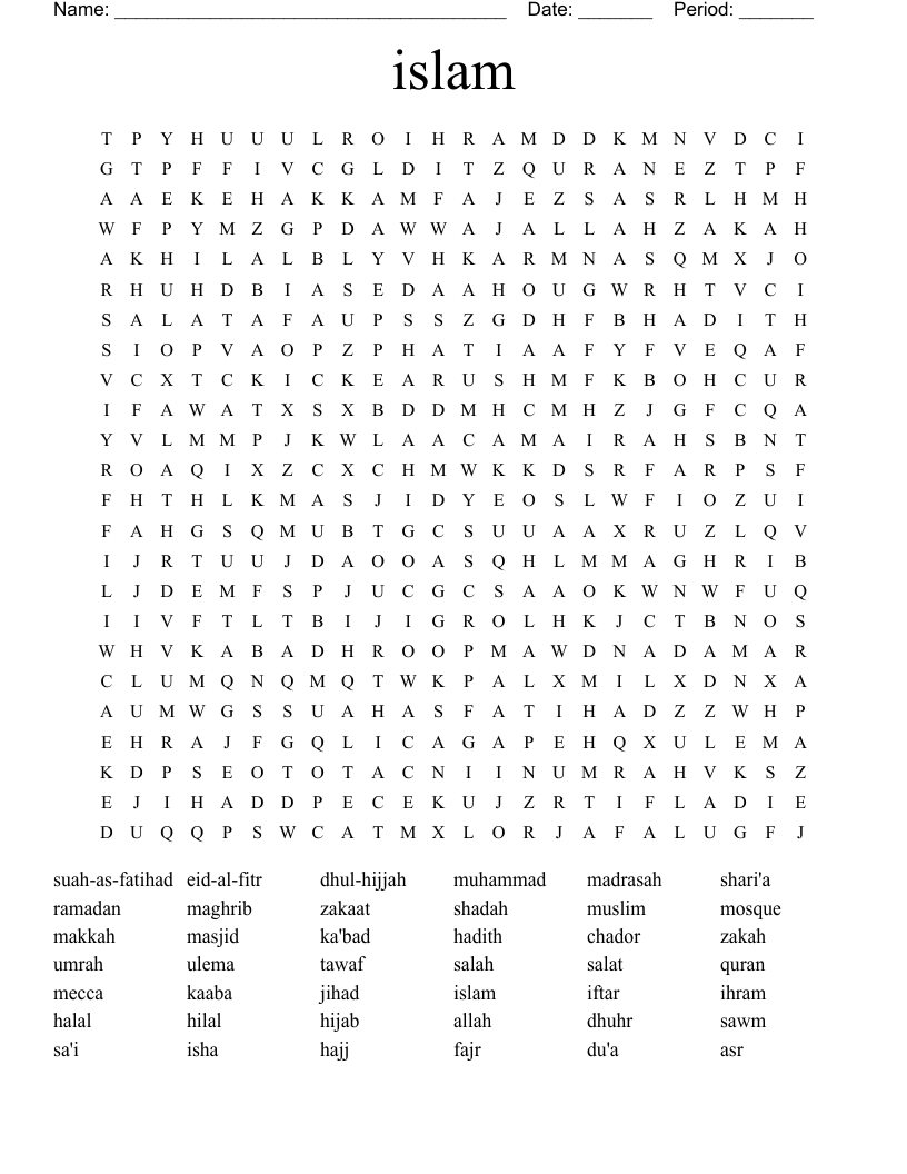 islam Word Search