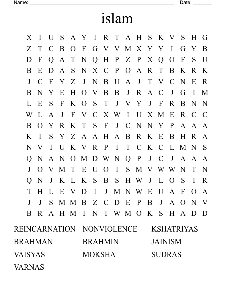 islam Word Search