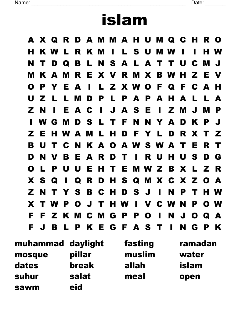 islam Word Search