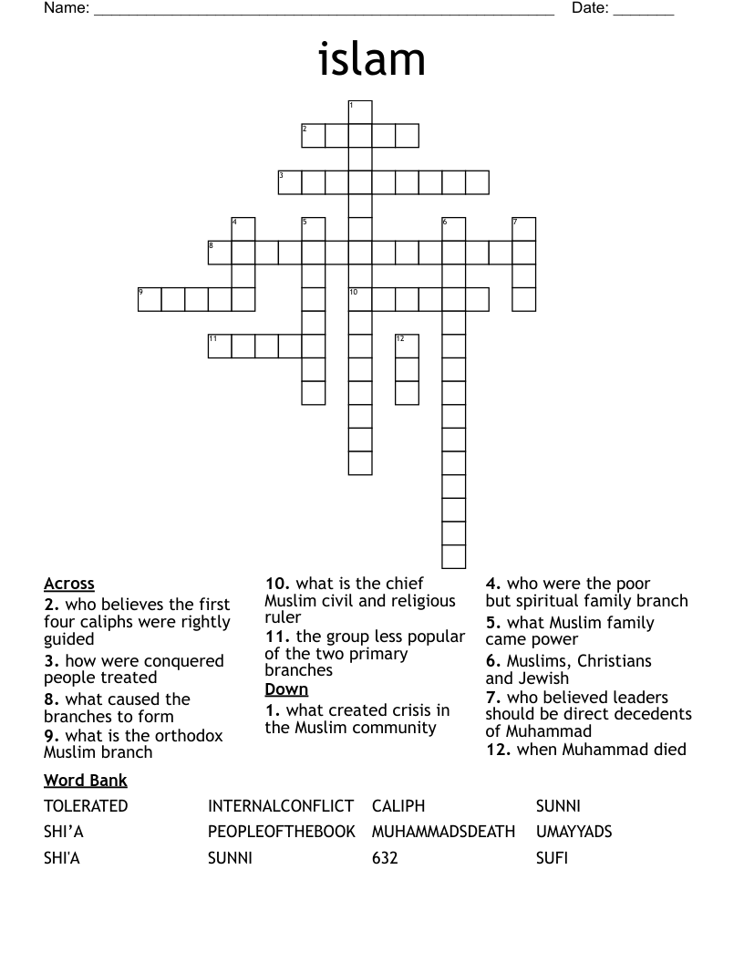 islam Crossword