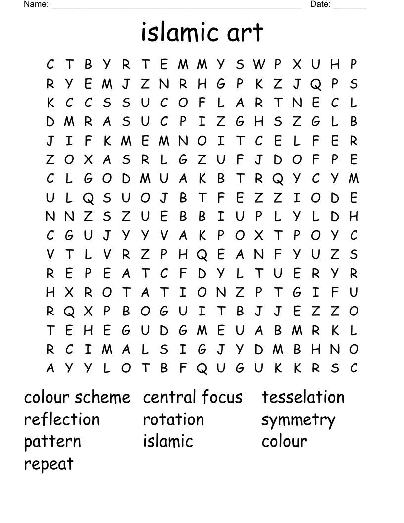 islamic art Word Search