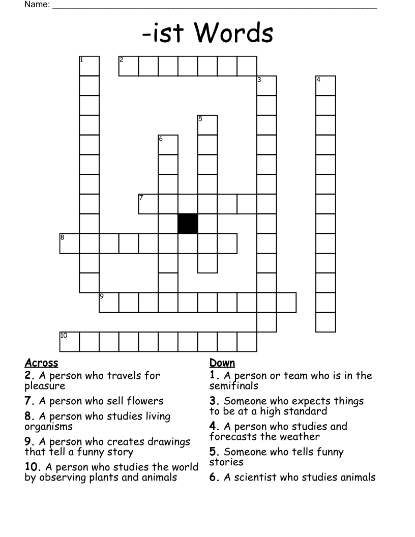 -ist Words Crossword