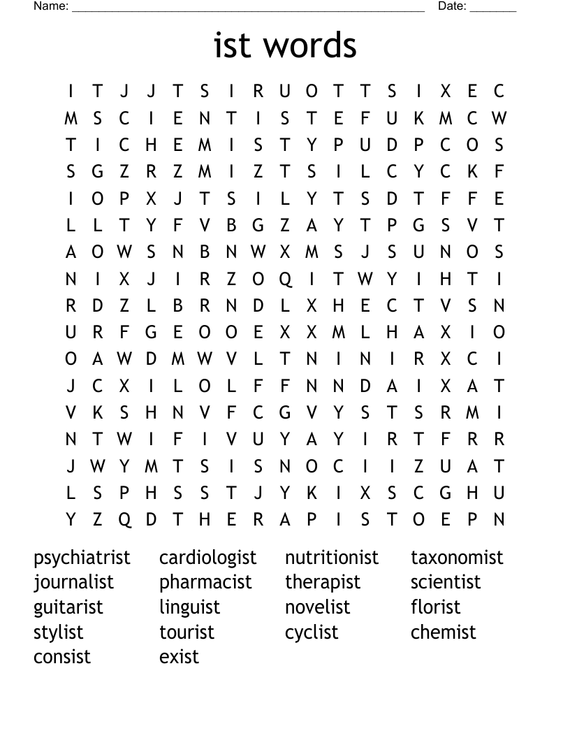 ist words Word Search