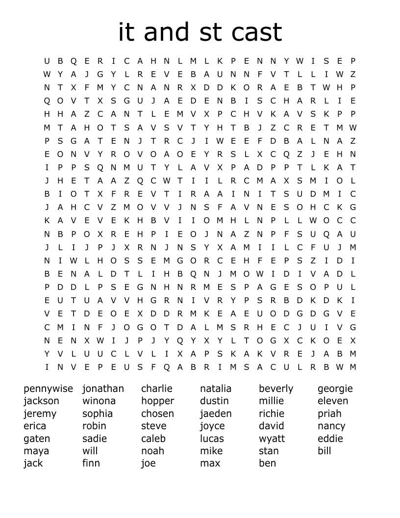 it and st cast Word Search